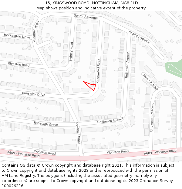 15, KINGSWOOD ROAD, NOTTINGHAM, NG8 1LD: Location map and indicative extent of plot