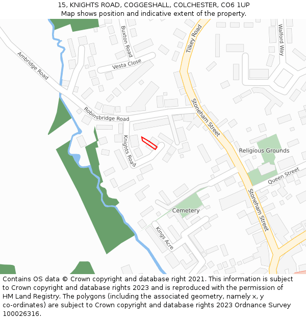 15, KNIGHTS ROAD, COGGESHALL, COLCHESTER, CO6 1UP: Location map and indicative extent of plot