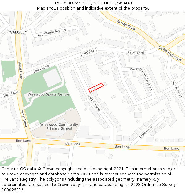 15, LAIRD AVENUE, SHEFFIELD, S6 4BU: Location map and indicative extent of plot