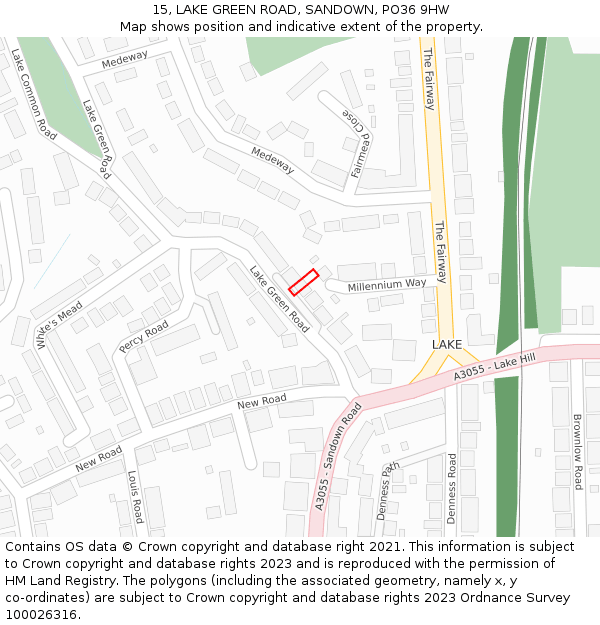 15, LAKE GREEN ROAD, SANDOWN, PO36 9HW: Location map and indicative extent of plot