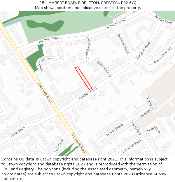 15, LAMBERT ROAD, RIBBLETON, PRESTON, PR2 6YQ: Location map and indicative extent of plot
