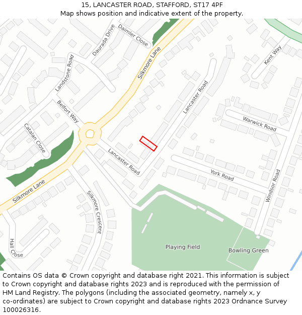 15, LANCASTER ROAD, STAFFORD, ST17 4PF: Location map and indicative extent of plot