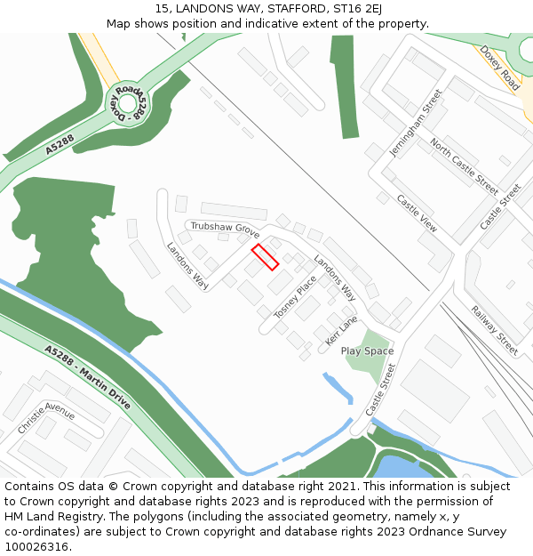 15, LANDONS WAY, STAFFORD, ST16 2EJ: Location map and indicative extent of plot