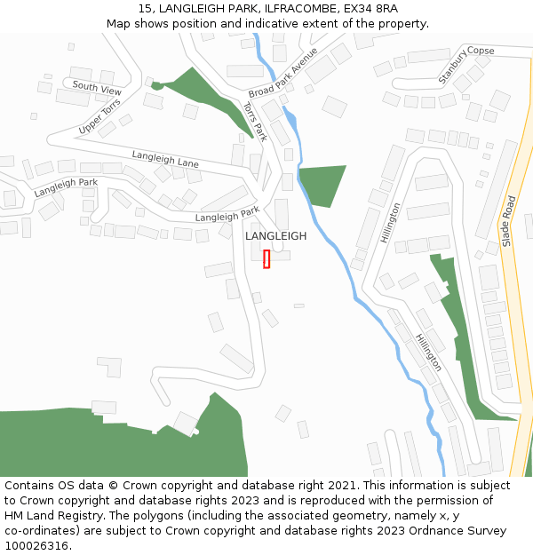 15, LANGLEIGH PARK, ILFRACOMBE, EX34 8RA: Location map and indicative extent of plot