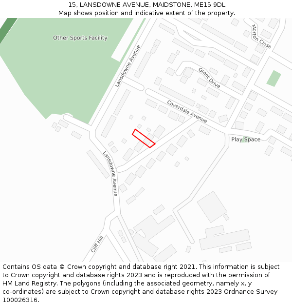 15, LANSDOWNE AVENUE, MAIDSTONE, ME15 9DL: Location map and indicative extent of plot