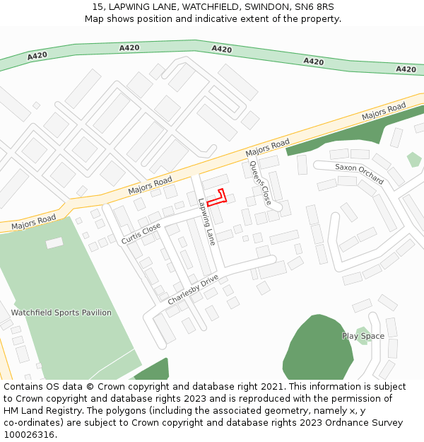 15, LAPWING LANE, WATCHFIELD, SWINDON, SN6 8RS: Location map and indicative extent of plot