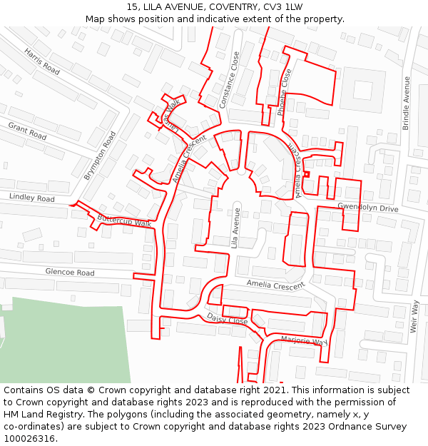 15, LILA AVENUE, COVENTRY, CV3 1LW: Location map and indicative extent of plot