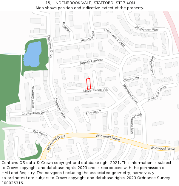15, LINDENBROOK VALE, STAFFORD, ST17 4QN: Location map and indicative extent of plot