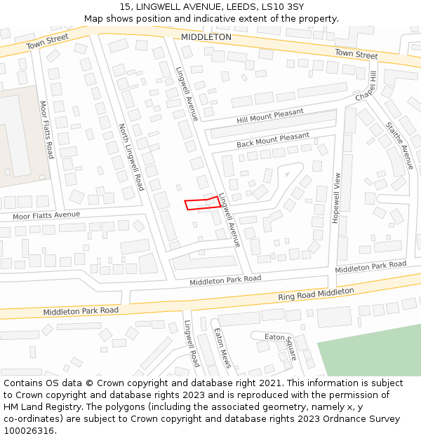 15, LINGWELL AVENUE, LEEDS, LS10 3SY: Location map and indicative extent of plot