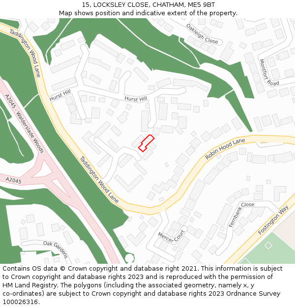 15, LOCKSLEY CLOSE, CHATHAM, ME5 9BT: Location map and indicative extent of plot