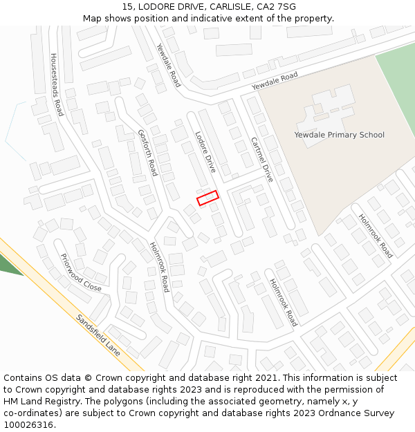 15, LODORE DRIVE, CARLISLE, CA2 7SG: Location map and indicative extent of plot