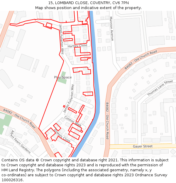 15, LOMBARD CLOSE, COVENTRY, CV6 7PN: Location map and indicative extent of plot