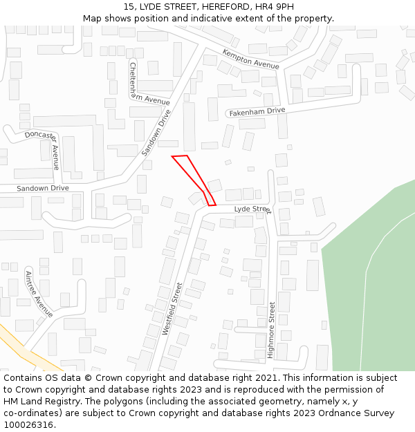 15, LYDE STREET, HEREFORD, HR4 9PH: Location map and indicative extent of plot