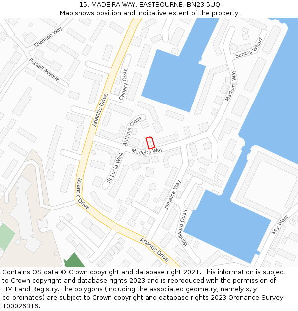 15, MADEIRA WAY, EASTBOURNE, BN23 5UQ: Location map and indicative extent of plot