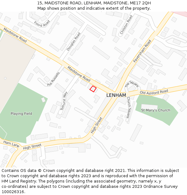 15, MAIDSTONE ROAD, LENHAM, MAIDSTONE, ME17 2QH: Location map and indicative extent of plot