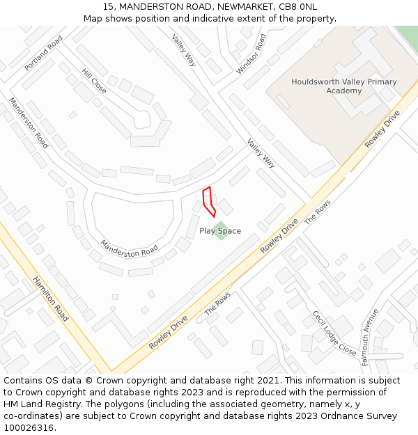 15, MANDERSTON ROAD, NEWMARKET, CB8 0NL: Location map and indicative extent of plot