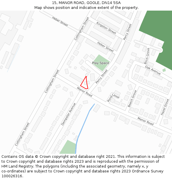 15, MANOR ROAD, GOOLE, DN14 5SA: Location map and indicative extent of plot