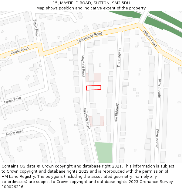 15, MAYFIELD ROAD, SUTTON, SM2 5DU: Location map and indicative extent of plot