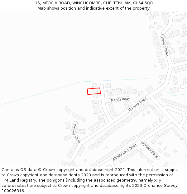 15, MERCIA ROAD, WINCHCOMBE, CHELTENHAM, GL54 5QD: Location map and indicative extent of plot