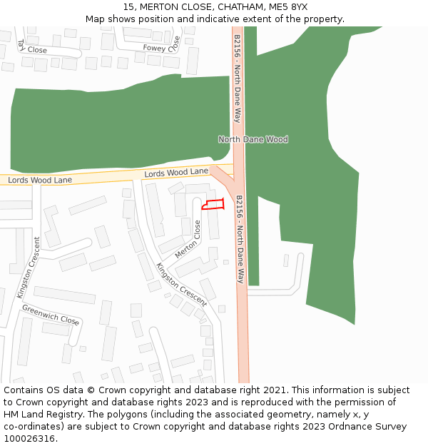 15, MERTON CLOSE, CHATHAM, ME5 8YX: Location map and indicative extent of plot