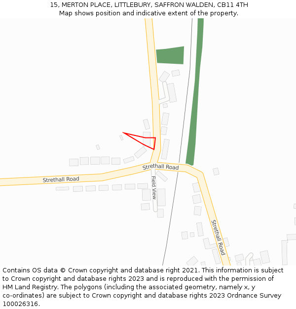 15, MERTON PLACE, LITTLEBURY, SAFFRON WALDEN, CB11 4TH: Location map and indicative extent of plot