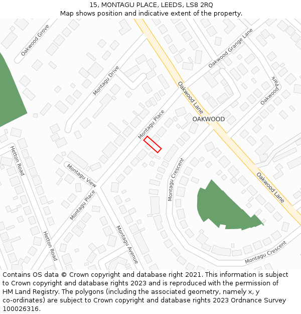 15, MONTAGU PLACE, LEEDS, LS8 2RQ: Location map and indicative extent of plot