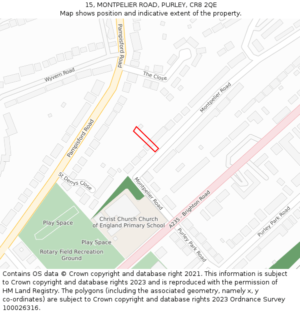 15, MONTPELIER ROAD, PURLEY, CR8 2QE: Location map and indicative extent of plot