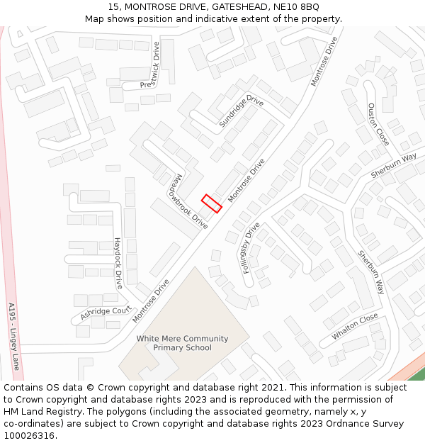 15, MONTROSE DRIVE, GATESHEAD, NE10 8BQ: Location map and indicative extent of plot