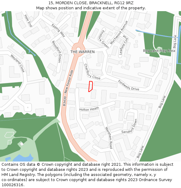 15, MORDEN CLOSE, BRACKNELL, RG12 9RZ: Location map and indicative extent of plot