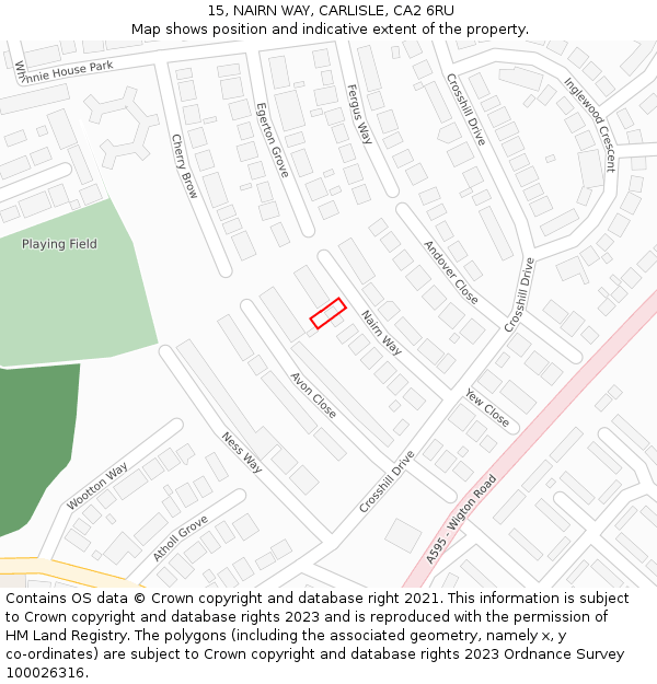 15, NAIRN WAY, CARLISLE, CA2 6RU: Location map and indicative extent of plot