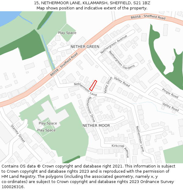 15, NETHERMOOR LANE, KILLAMARSH, SHEFFIELD, S21 1BZ: Location map and indicative extent of plot