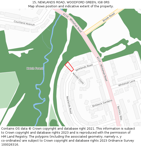 15, NEWLANDS ROAD, WOODFORD GREEN, IG8 0RS: Location map and indicative extent of plot