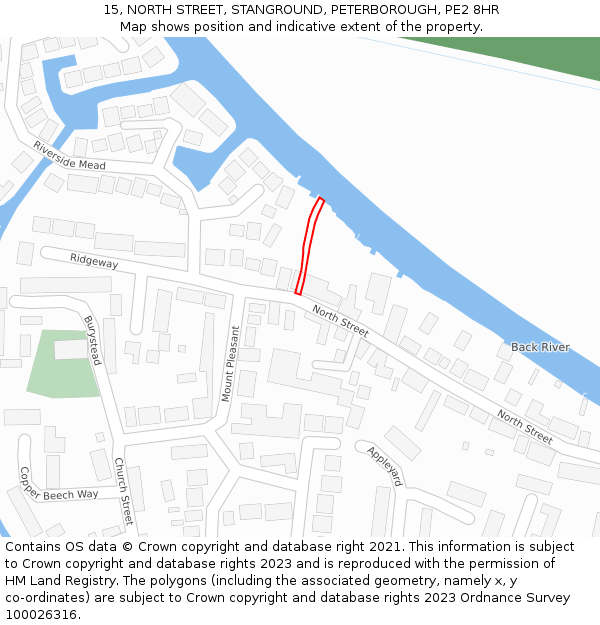 15, NORTH STREET, STANGROUND, PETERBOROUGH, PE2 8HR: Location map and indicative extent of plot