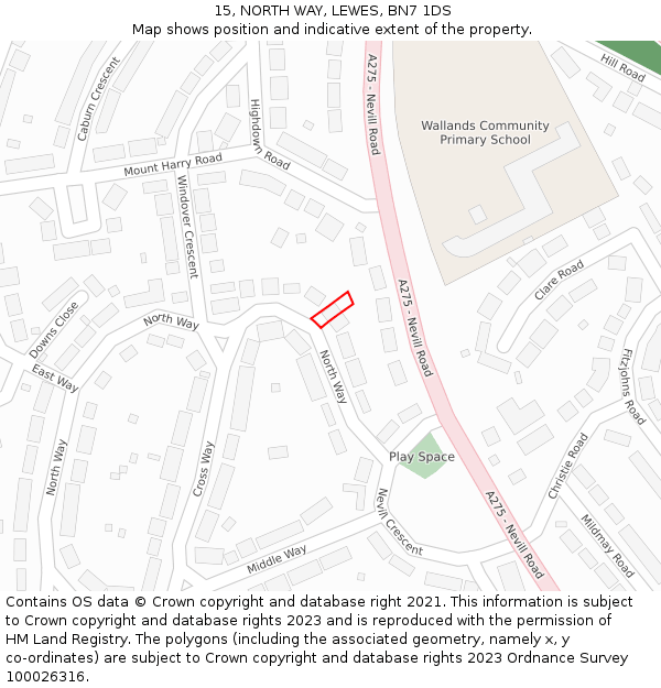15, NORTH WAY, LEWES, BN7 1DS: Location map and indicative extent of plot