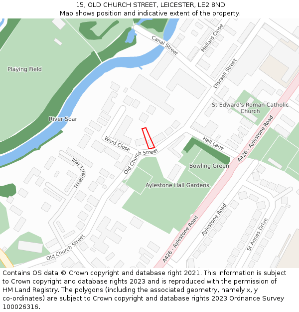 15, OLD CHURCH STREET, LEICESTER, LE2 8ND: Location map and indicative extent of plot