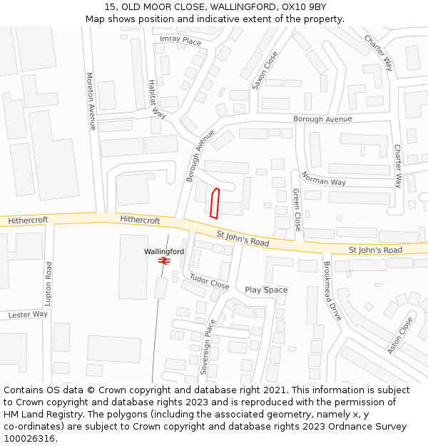 15, OLD MOOR CLOSE, WALLINGFORD, OX10 9BY: Location map and indicative extent of plot