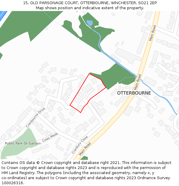 15, OLD PARSONAGE COURT, OTTERBOURNE, WINCHESTER, SO21 2EP: Location map and indicative extent of plot