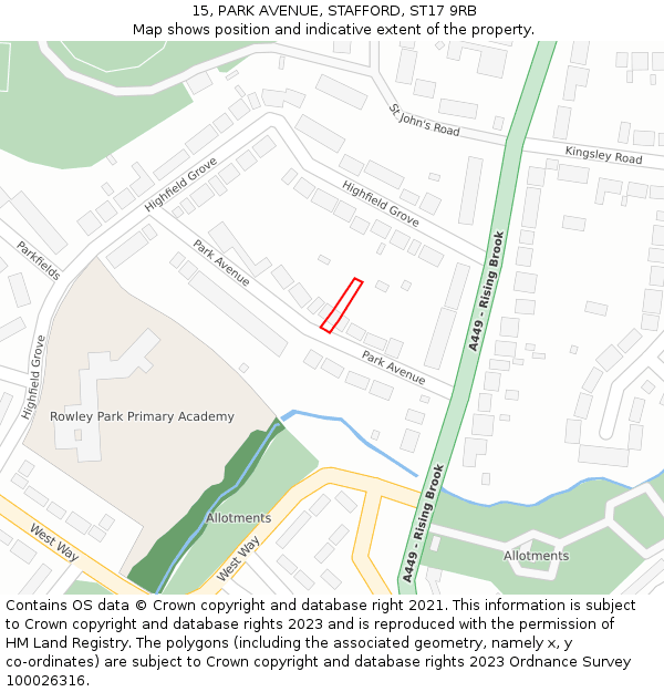 15, PARK AVENUE, STAFFORD, ST17 9RB: Location map and indicative extent of plot