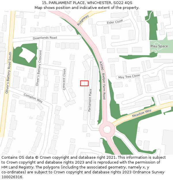 15, PARLIAMENT PLACE, WINCHESTER, SO22 4QS: Location map and indicative extent of plot