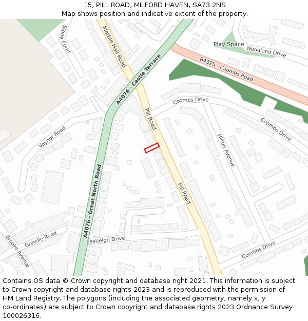 15, PILL ROAD, MILFORD HAVEN, SA73 2NS: Location map and indicative extent of plot