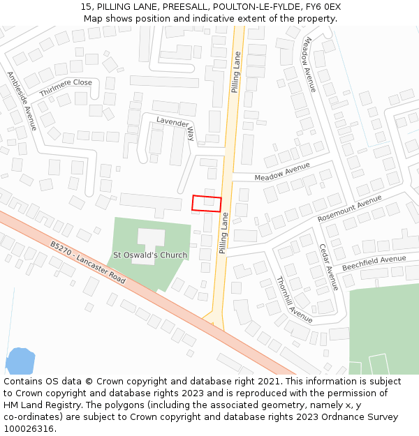 15, PILLING LANE, PREESALL, POULTON-LE-FYLDE, FY6 0EX: Location map and indicative extent of plot