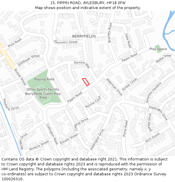 15, PIPPIN ROAD, AYLESBURY, HP18 0FW: Location map and indicative extent of plot