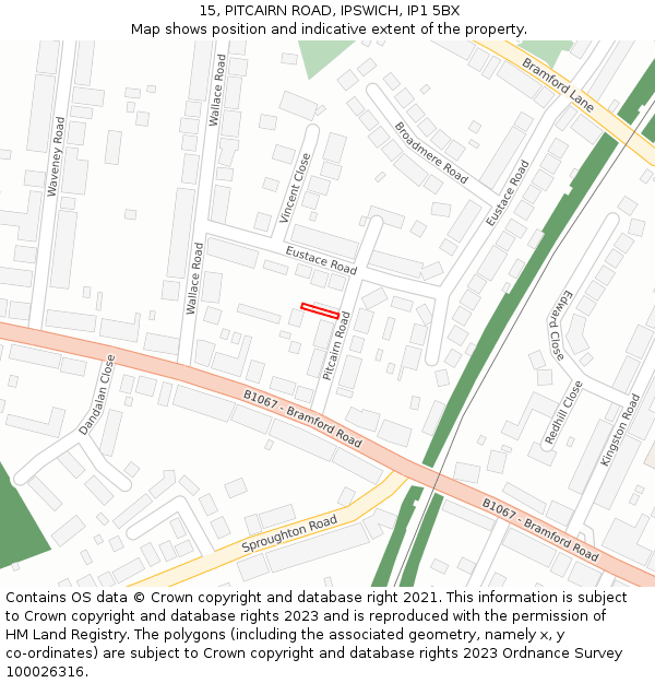 15, PITCAIRN ROAD, IPSWICH, IP1 5BX: Location map and indicative extent of plot