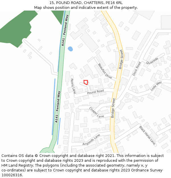15, POUND ROAD, CHATTERIS, PE16 6RL: Location map and indicative extent of plot