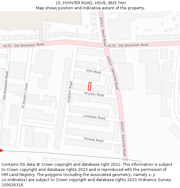 15, POYNTER ROAD, HOVE, BN3 7AH: Location map and indicative extent of plot