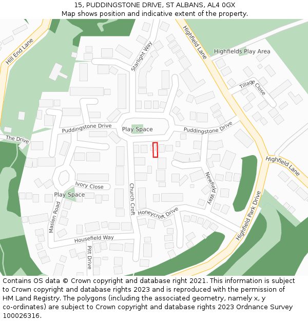 15, PUDDINGSTONE DRIVE, ST ALBANS, AL4 0GX: Location map and indicative extent of plot