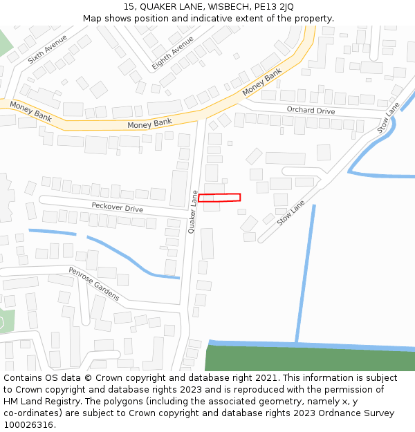 15, QUAKER LANE, WISBECH, PE13 2JQ: Location map and indicative extent of plot