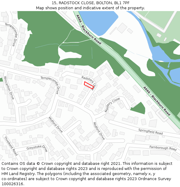 15, RADSTOCK CLOSE, BOLTON, BL1 7PF: Location map and indicative extent of plot