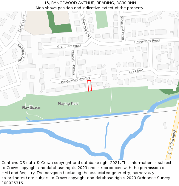 15, RANGEWOOD AVENUE, READING, RG30 3NN: Location map and indicative extent of plot