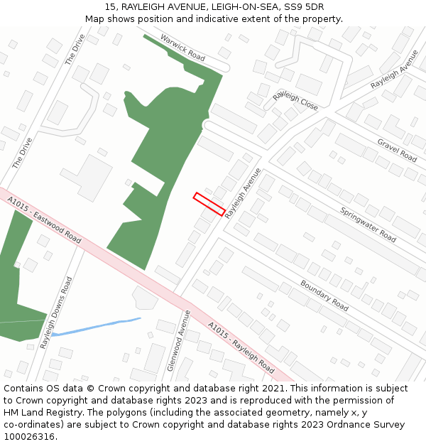 15, RAYLEIGH AVENUE, LEIGH-ON-SEA, SS9 5DR: Location map and indicative extent of plot